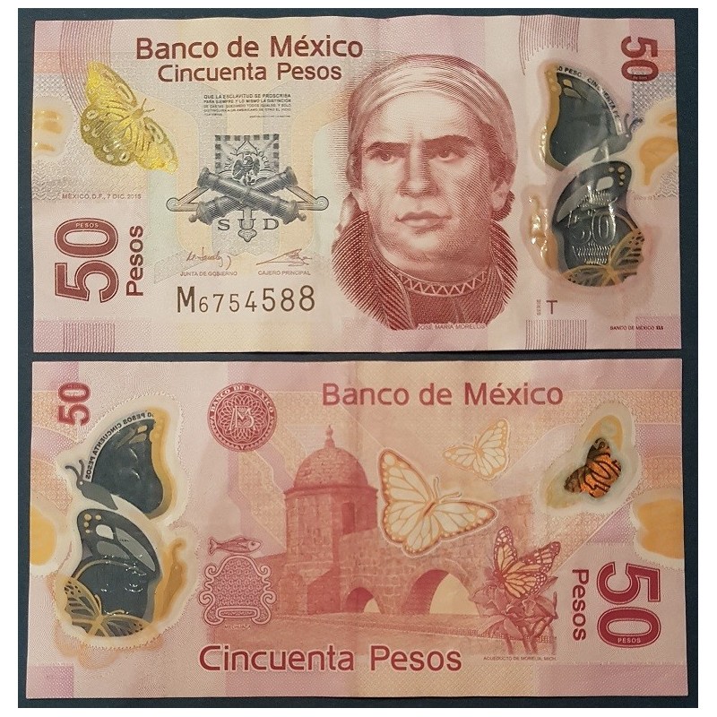 Mexique Pick N°123Ag, TTB Billet de Banque de 50 pesos 7.12.2015