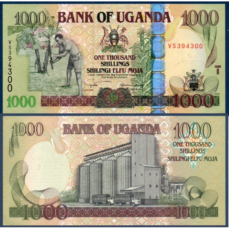 Ouganda Pick N°43a, Billet de banque de 1000 Shillings 2005