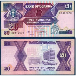 Ouganda Pick N°29b, Billet de banque de 20 Shillings 1988