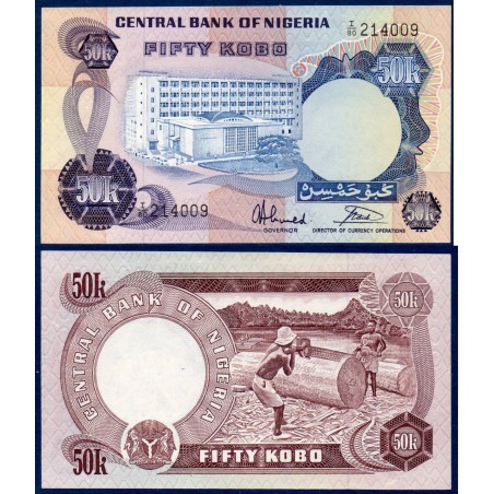 Nigeria P.14g, Neuf, Billet de 50 kobo 1973-1978 Arbres