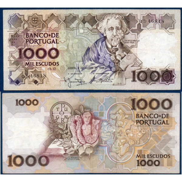 Portugal Pick N°181a, Billet de banque de 1000 Escudos 2.8.1983