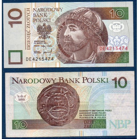 Pologne P.173a, TTB, Billet de 10 Zlotych 1994 Sceau
