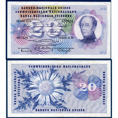Suisse Pick N°46d, Billet de banque de 20 Francs 5.7.1656