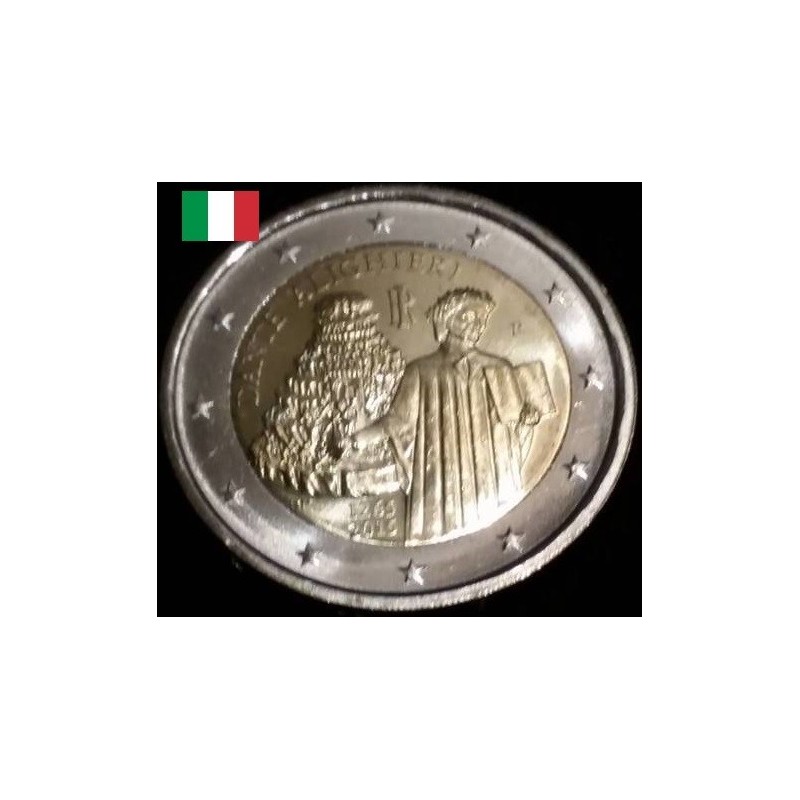 2 euros commémorative Italie 2015 dante alighieri piece de monnaie €