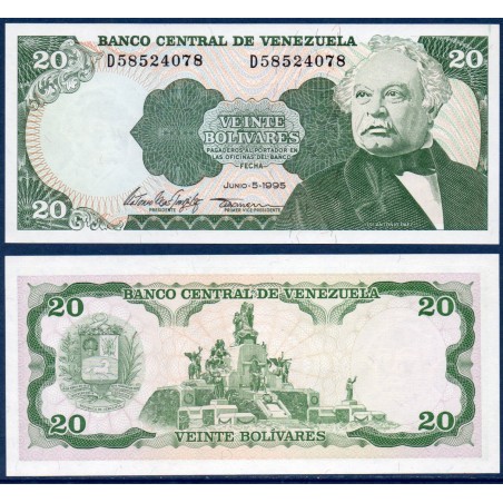 Venezuela Pick N°63e, Billet de banque de 20 Bolivares 1995