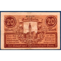 Gera Gross Notgeld 20 mark, 1.2.1919