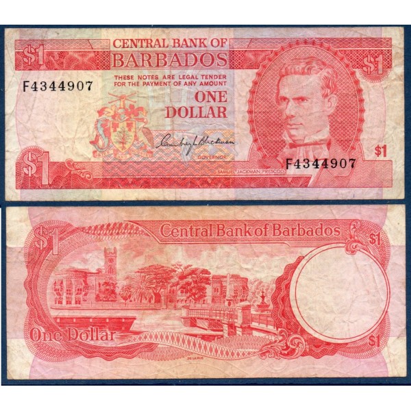 Barbade P.29a, Billet de 1 dollar 1973 Samuel Jackman Prescod