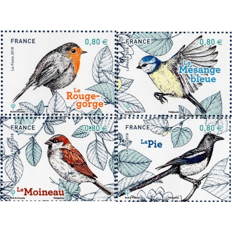 Timbre France Yvert No 5238-5241 série nature, Oiseaux de nos Jardins neufs luxes **