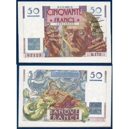 50F Le verrier SPL 1.2.1951  Billet de la banque de France