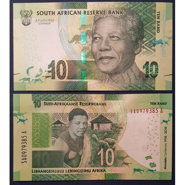 Afrique du sud Pick N°143, Billet de banque de 10 rand 2018 Mandela