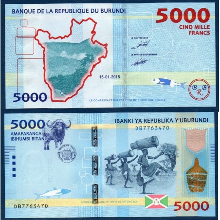 Burundi Pick N°53a, Billet de banque de 5000 Francs 2015