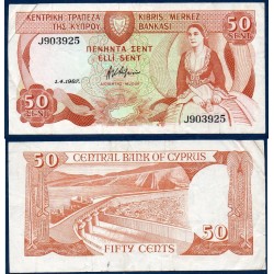 Chypre Pick N°52, Billet de banque de 50 sent 1989