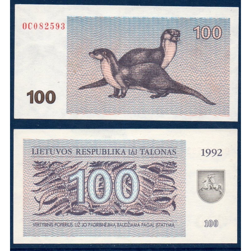 Lituanie Pick N°42, Billet de banque de 100 Talonas 1992