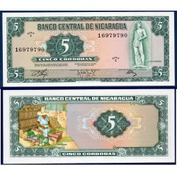 Nicaragua Pick N°122a, Billet de Banque de 5 Cordobas 1972