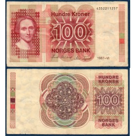 Norvège Pick N°43c, Billet de banque de 100 Kroner 1985-1987