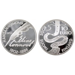 10 euros Finlande 2002, Elias Lönnrot BE proof pièce de monnaie