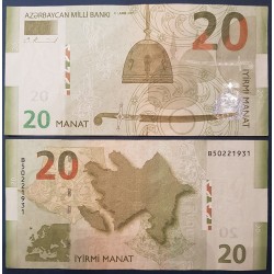 Azerbaïdjan Pick N°28, Billet de banque de 20 Manat 2008