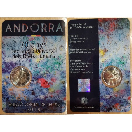 2 euros commémorative Andorre 2018 DUDH piece de monnaie €