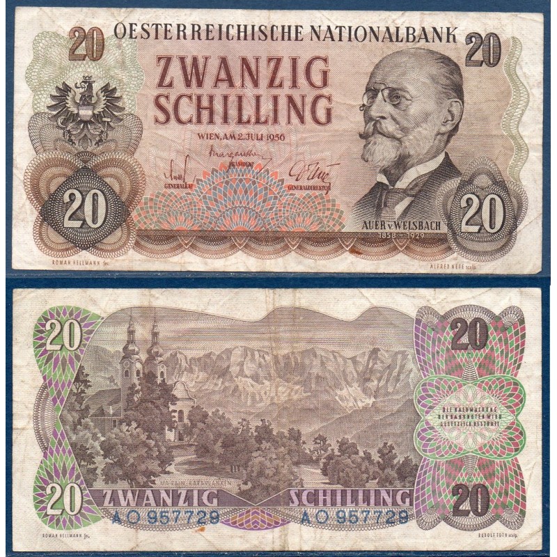 Autriche Pick N°136a, Billet de banque de 20 schilling 1956