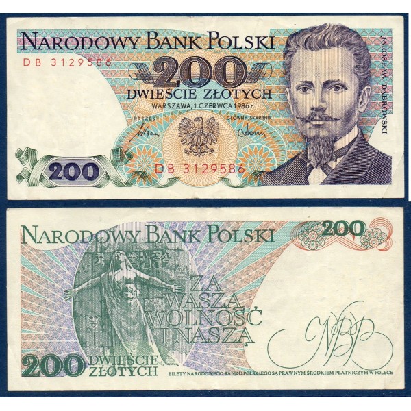 Pologne Pick N°144c, TTB Billet de banque de 200 Zlotych 1986-1988
