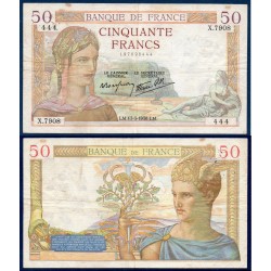 50 Francs Cérès TTB- 17.3.1938 Billet de la banque de France