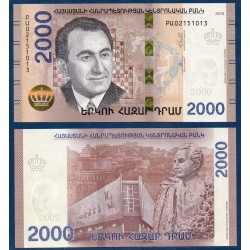 Arménie Pick N°New2, Billet de banque de 2000 Dram 2018