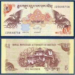 Bhoutan Pick N°28c Billet de banque de 5 Ngultrum 2015