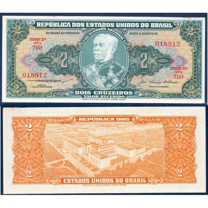 Bresil P.157Ab, Spl Billet de 2 Cruzeiros 1957-1958 Duque de Caxias Bresil P.157Ab, Spl Billet de 2 Cruzeiros 1957-1958 Duque de Caxias