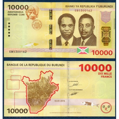 Burundi Pick N°54a, Billet de banque de 10000 Francs 2015