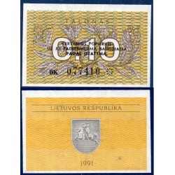 Lituanie Pick N°29b, Billet de banque de 0.10 Talonas 1991