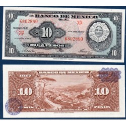 Mexique Pick N°58j, Billet de banque de Banque de 10 pesos 1963