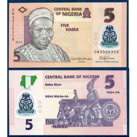 Nigeria Pick N°38g, Billet de Banque de 5 Naira 2016