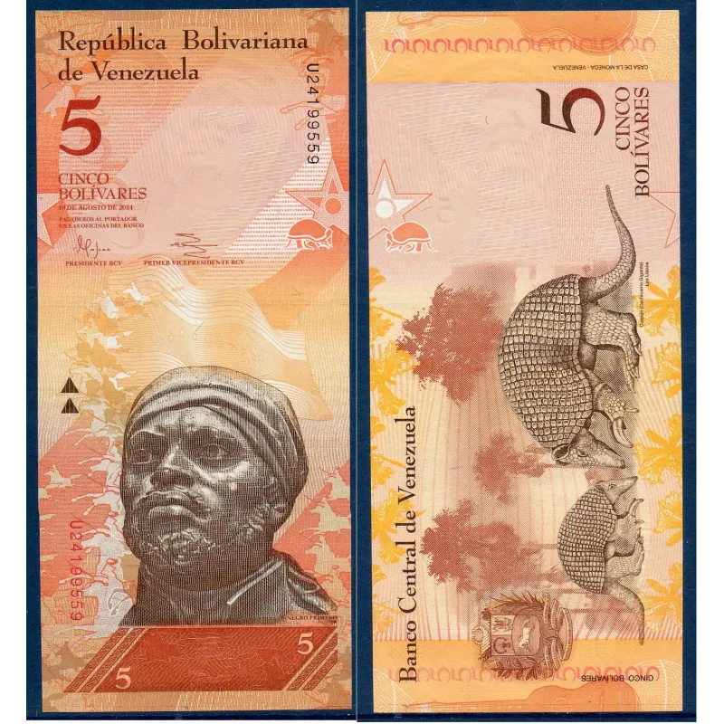 Venezuela Pick N°89f, Billet de banque de 5 Bolivares 2014 Venezuela Pick N°89f, Billet de banque de 5 Bolivares 2014