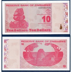 Zimbabwe Pick N°94, Billet de banque de 10 Dollars 2009