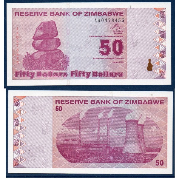 Zimbabwe Pick N°96, Billet de banque de 50 Dollars 2009