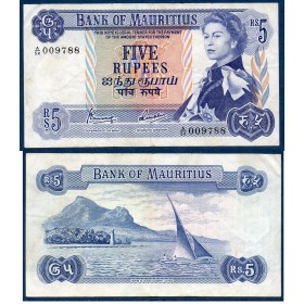 Maurice Pick N°30c, Billet de banque de 5 Rupees 1967