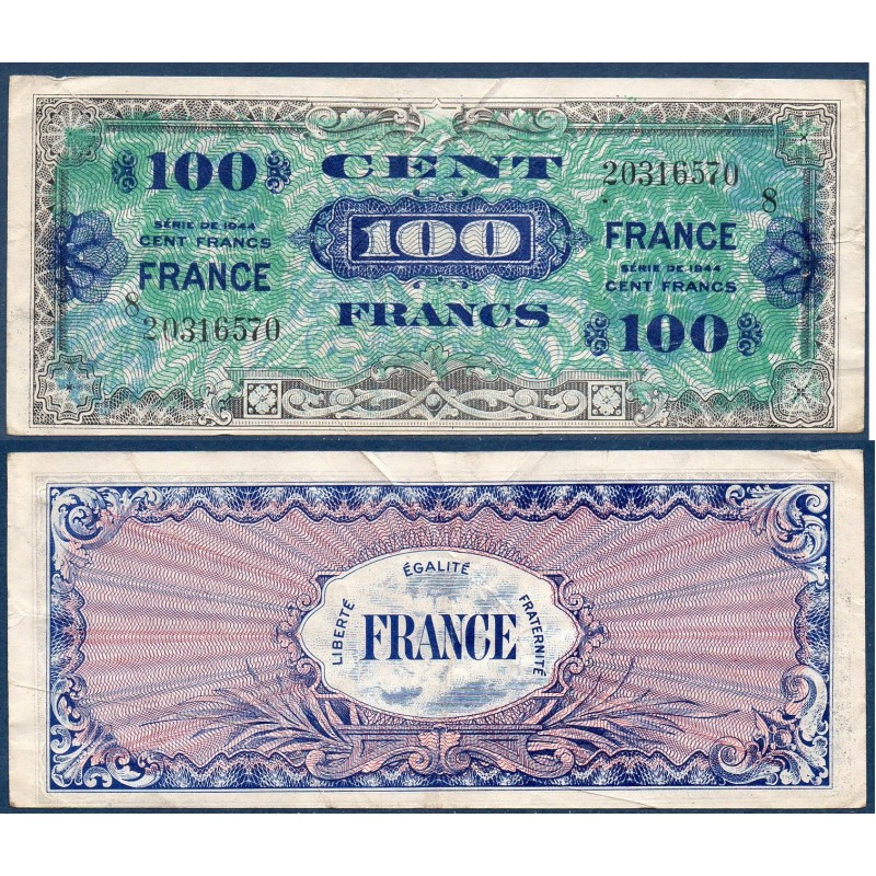 100F France série 8 TTB 1945 Billet du trésor Central