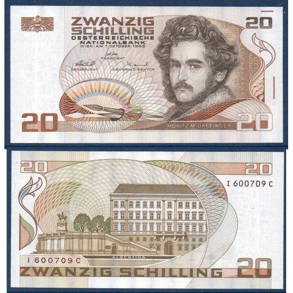 Autriche Pick N°148, UNC Billet de banque de 20 schilling 1986