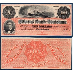 Etats Confédérés Louisiane Citizens Bank of Louisiana, Billet de banque de 10 dollars