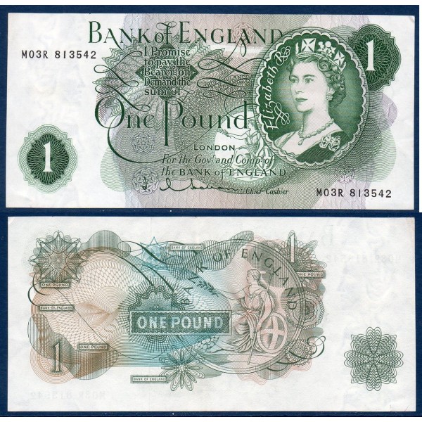 Grande Bretagne Pick N°374c, Billet de banque de 1 livre 1966-1970