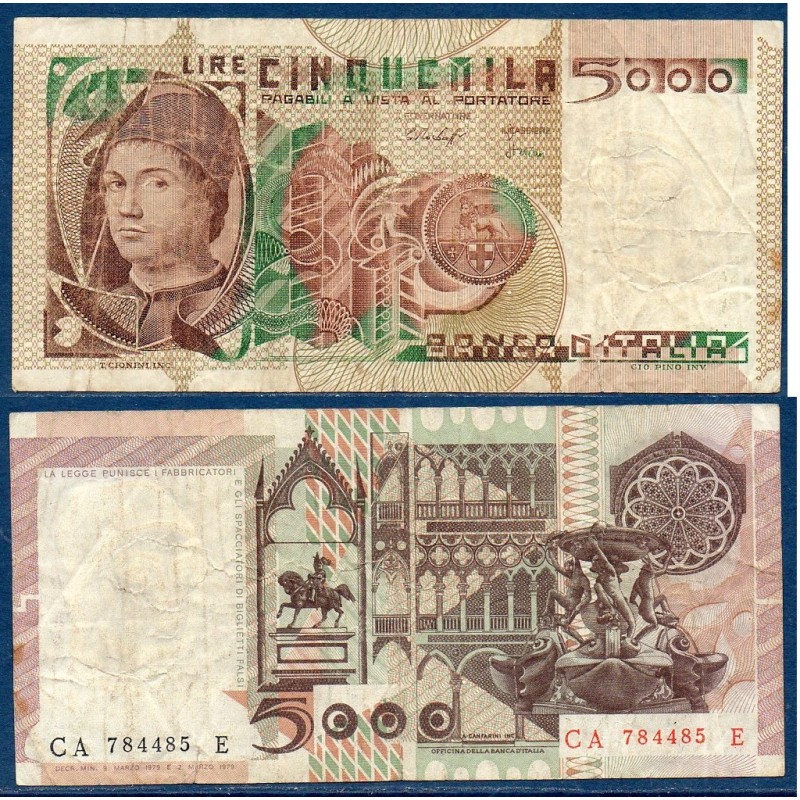 Italie Pick N°105b, TB Billet de banque de 5000 Lire 1980-1982
