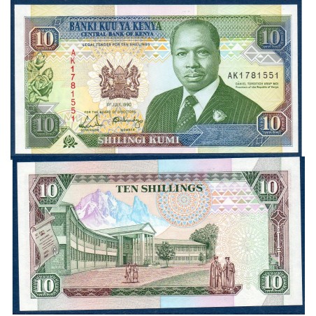 Kenya Pick N°24b, Billet de banque de 10 Shillings 1990
