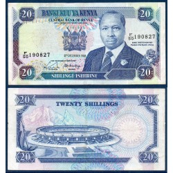 Kenya Pick N°21a, Billet de banque de 20 Shillings 1988