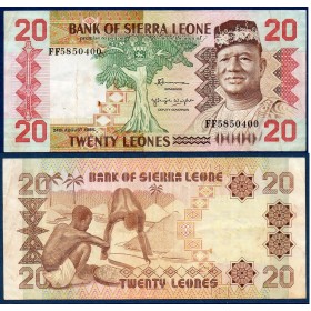 Sierra Leone P.14b, TTB Billet de 20 leones 1984 Siaka Stevens