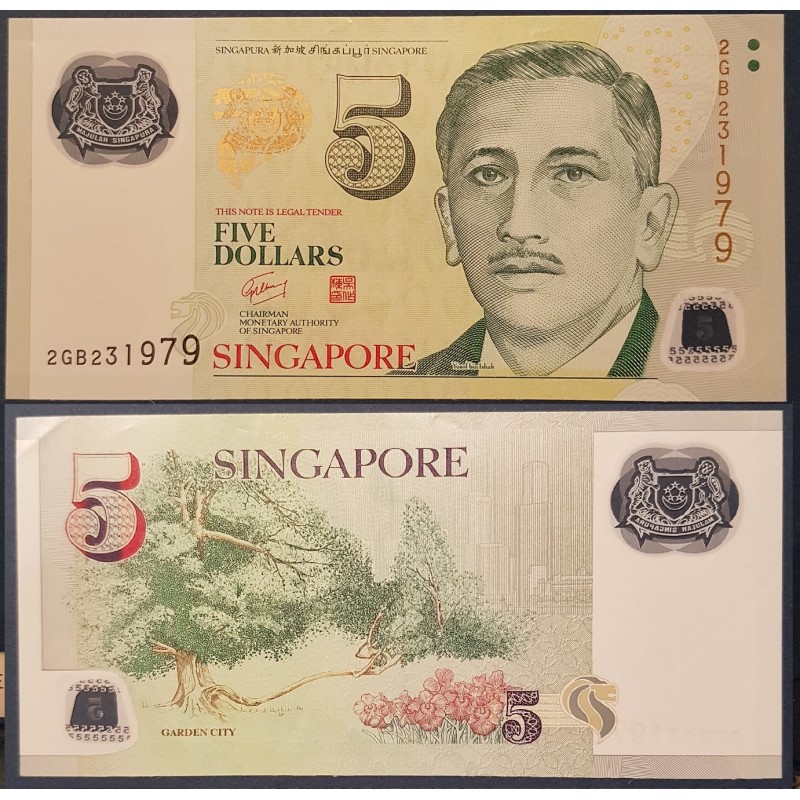 Singapour Pick N°47a, Billet de banque de 5 Dollars 2005-2018