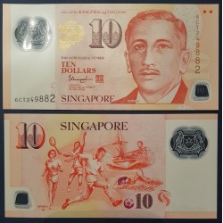 Singapour Pick N°48m, Billet de banque de 10 Dollars 2005-2018