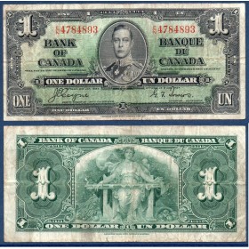Canada Pick N°58e, Billet de banque de 1 dollar 1937