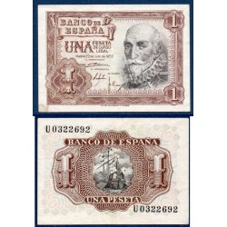 Espagne Pick N°144a, TTB Billet de banque de 1 peseta 1953