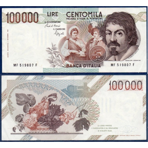 Italie Pick N°110b, TTB Billet de banque de 100000 Lire 1983