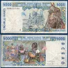 BCEAO Pick 113Al pour la Cote d'Ivoire, Billet de banque de 5000 Francs CFA 2002